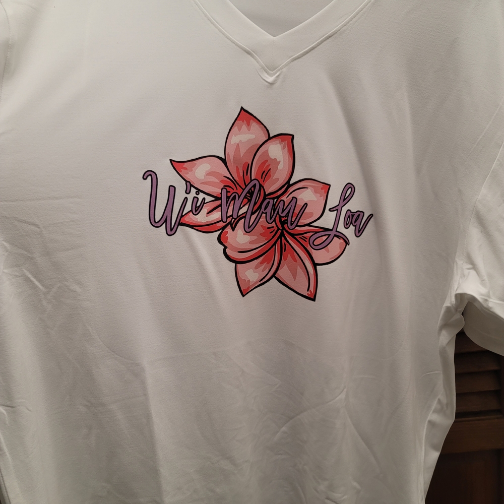 White Oversize Tee with Pink Plumeria